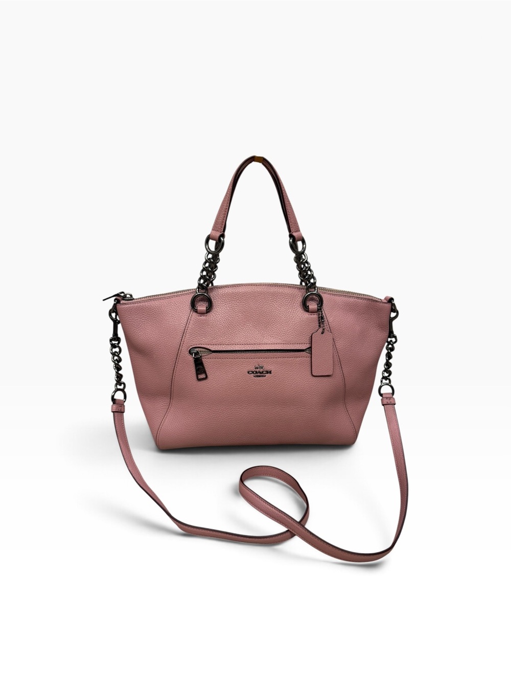 Coach Chain Prairie Satchel Dusty Rose Pebbled Leather Crossbody 59501